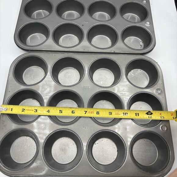 Ekco‎ Muffin Pans Lot of 2 Regular Size Cupcake Mold 12 Hole Slot Each USA - Picture 11 of 12